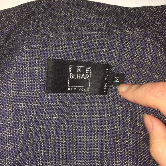 Ike Behar Button Down Blue Plaid Shirt, M - Picture 3 of 5